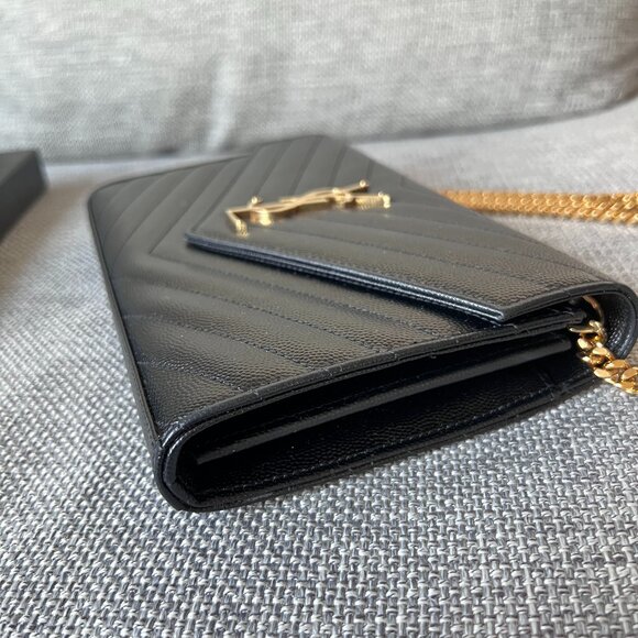Saint Laurent Monogram Wallet on Chain Grained Leather Black (Pre-owned) - Picture 5 of 16